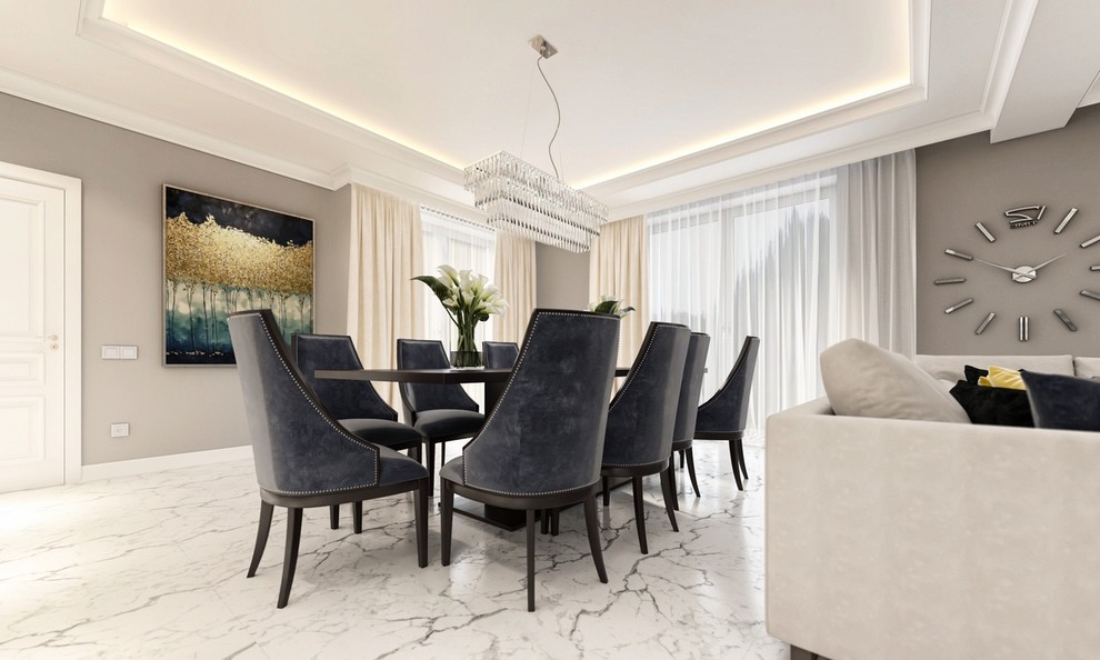 Проект гостиной в доме в неоклассике