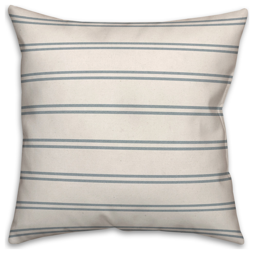 Blue Stripe on White 18 x 18 Spun Poly Pillow