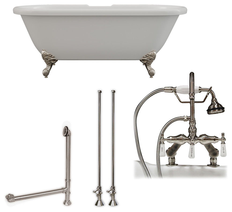 Acrylic Double Ended Clawfoot Bathtub 60"x30", 7" Drillings BN Package