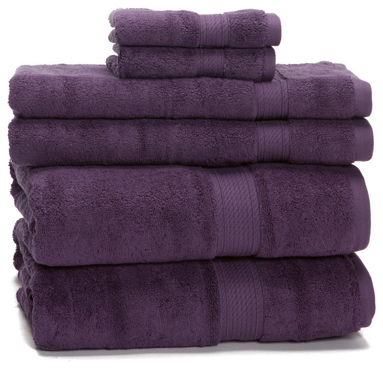 6-Piece Egyptian Cotton Towel Set, Dark Purple