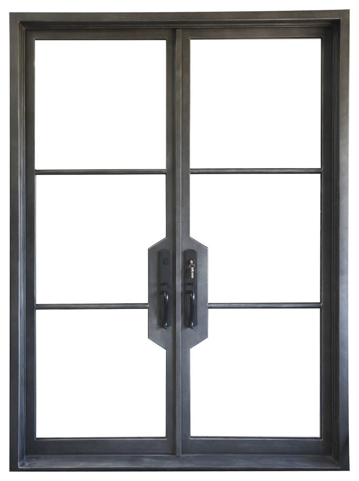 96''x72'' Wrought Iron Entry Door With Double LOW-E Glass Locks, Left Hand