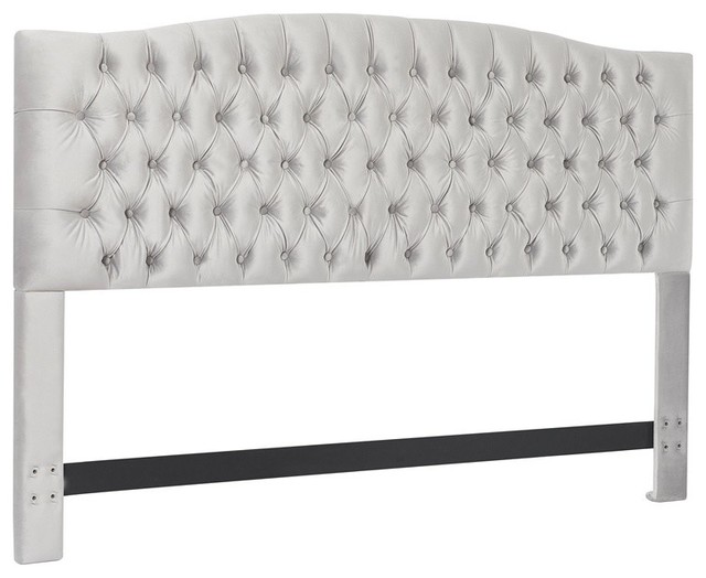 Elle Decor Celeste Queen Tufted Headboard In French Pearl Gray