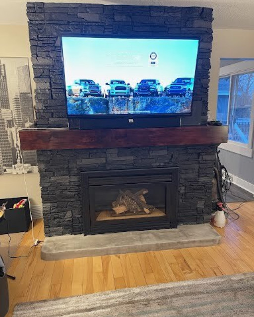 Stone electric sale fireplace entertainment center
