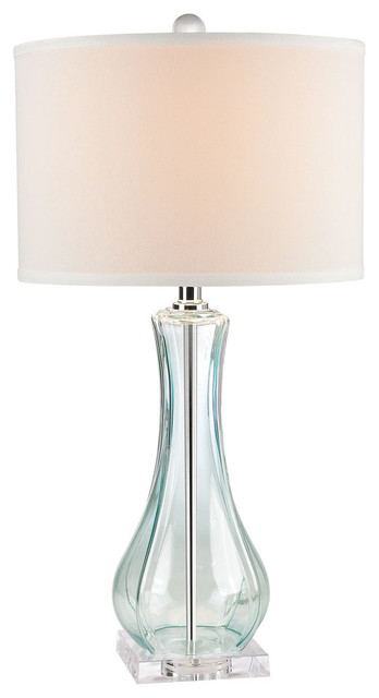 Flaired Glass Table Lamp, Translucent Light Green