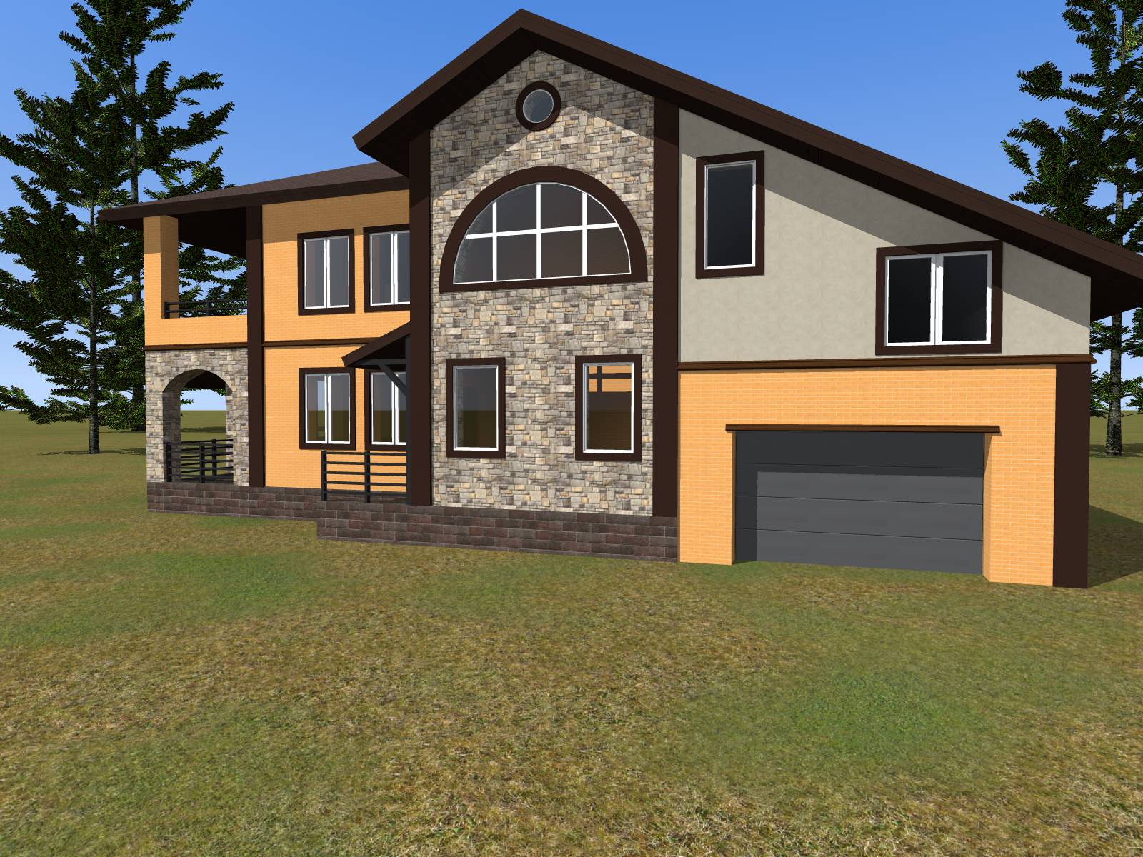 Проект переделки фасада из желтого кирпича