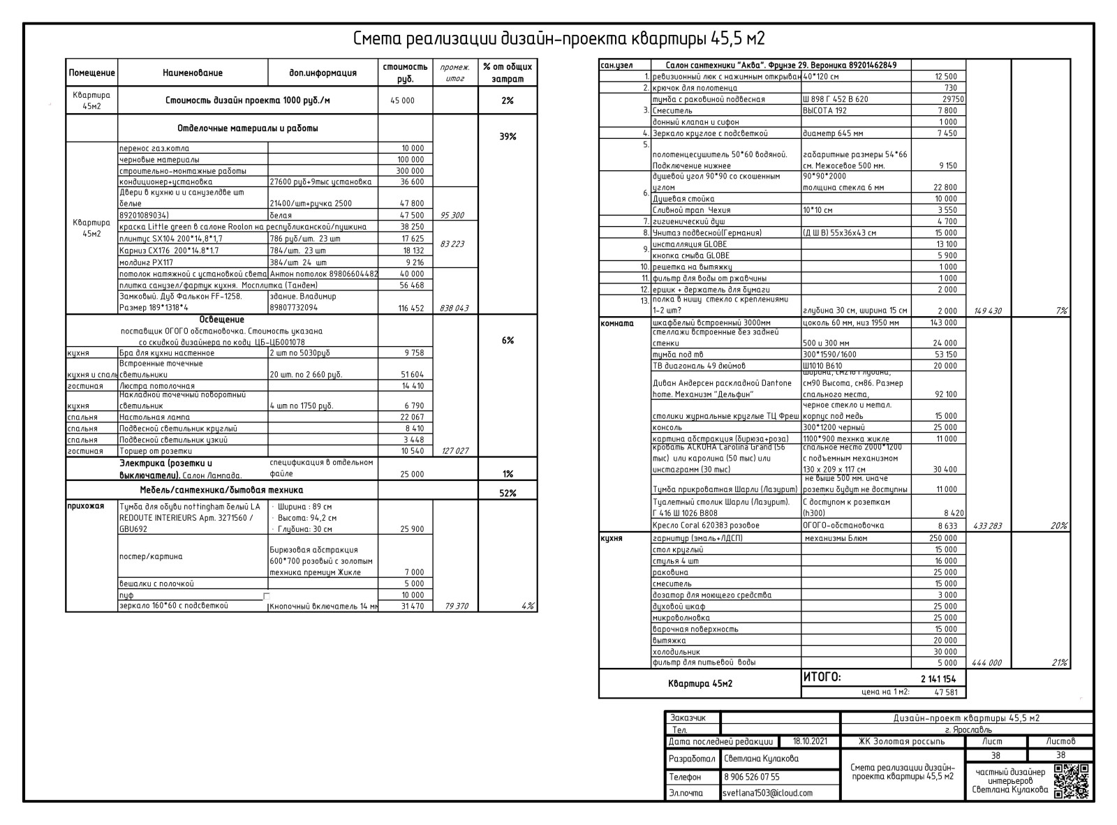 АЛЬБОМ РАБОЧИХ ЧЕРТЕЖЕЙ (пример)