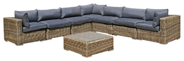 V-Shaped 8-Piece Modular Rattan Garden Furniture Set - Modern - Garden