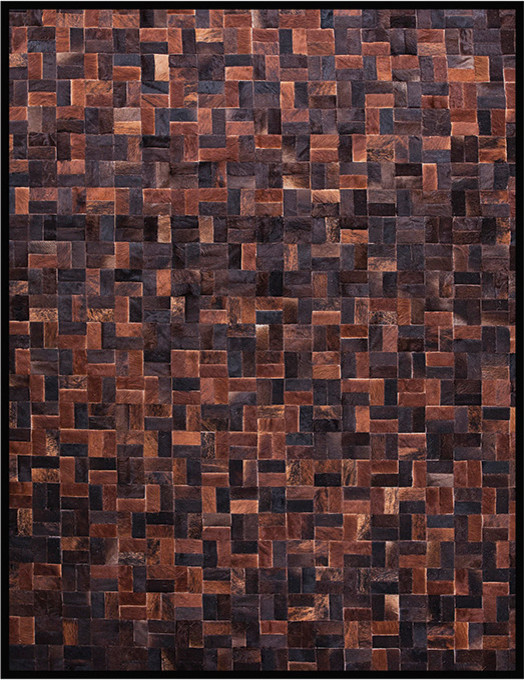 Zag - Zag Bloc Quilted Hide Rug in Brown