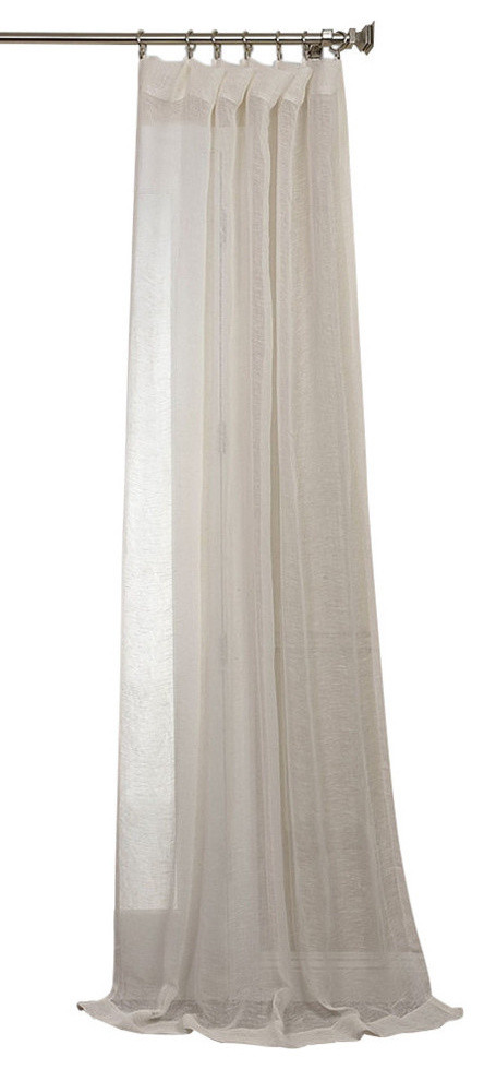 Betsy Rod Pocket Linen Drape, Off-White, 50"x96"