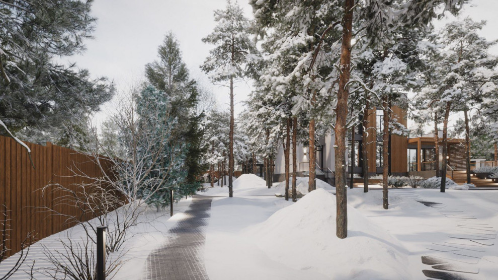 Реконструкция современного дома (зима)