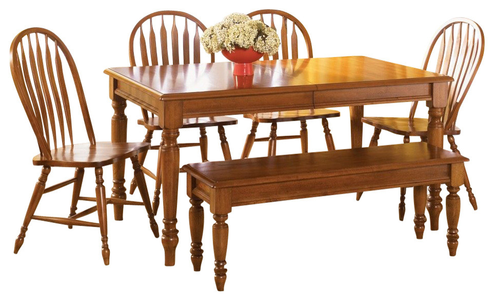 Liberty Furniture Low Country Bronze 6 Piece 76x38 Dining Room Set w/ Windsor Ba