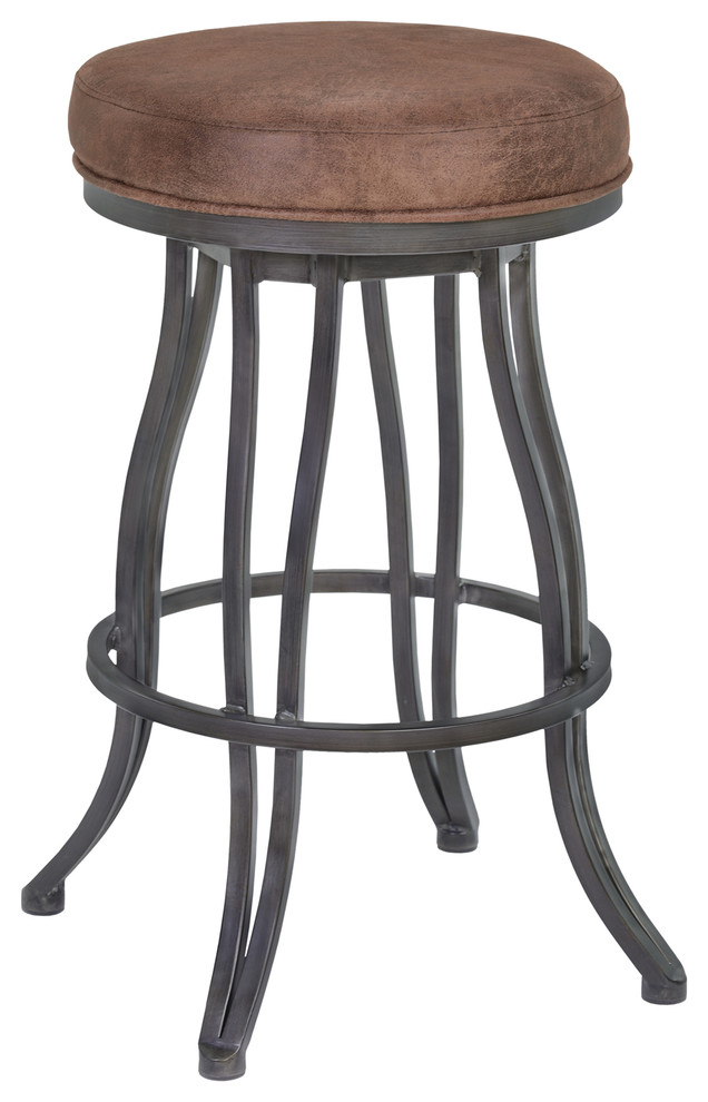 Ventura Mineral Metal Swivel Backless Bar Stool, Bandero Tobacco