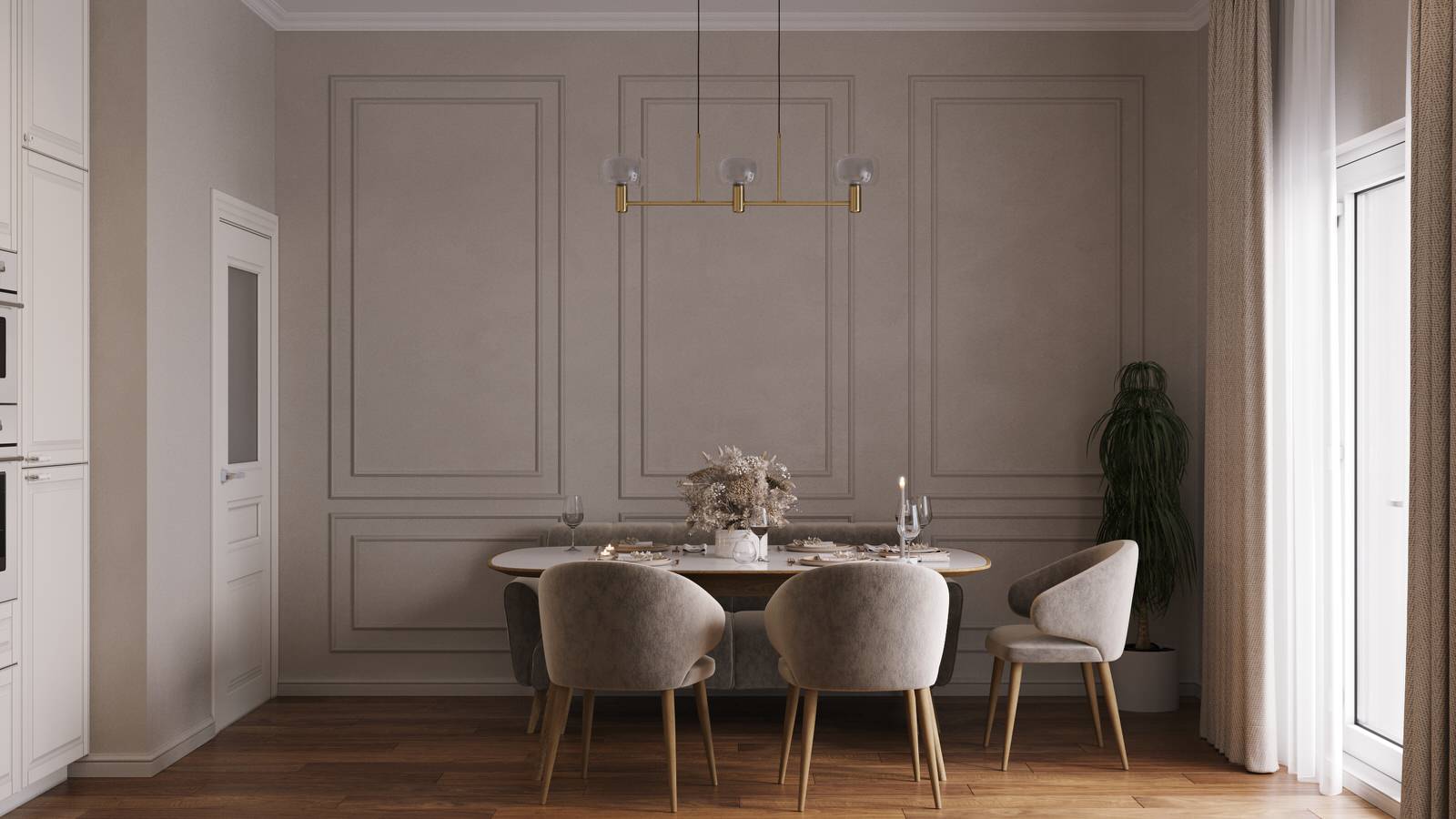 Квартира для семьи из трех человек и большой собаки.