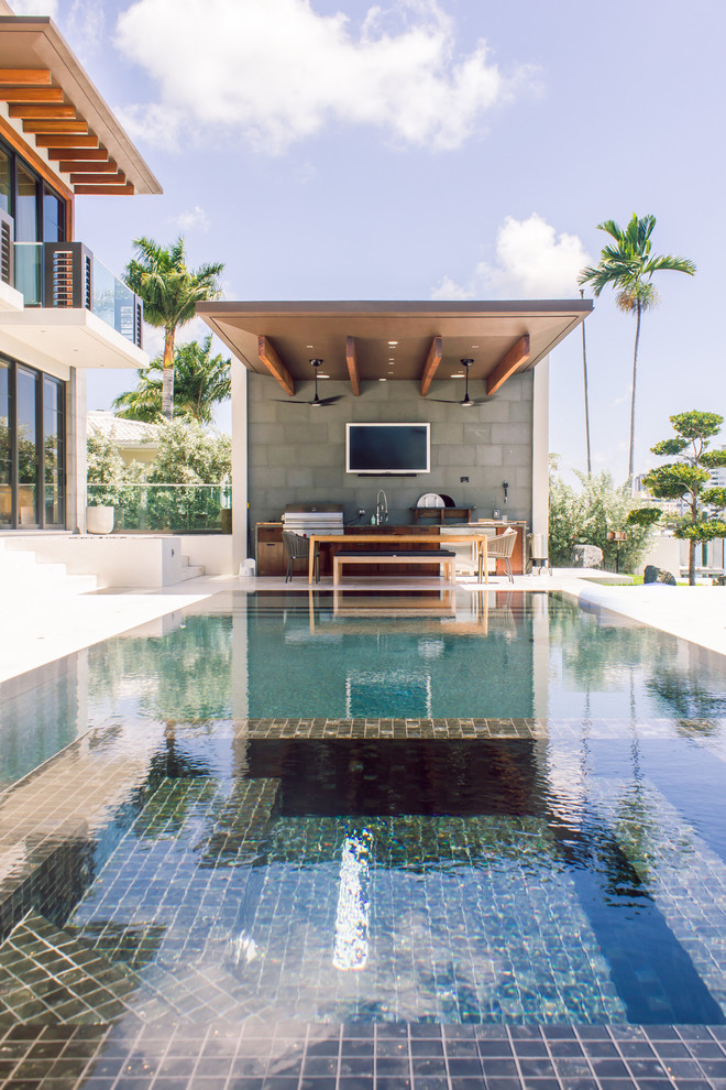 Contemporary rectangular pool in Miami.