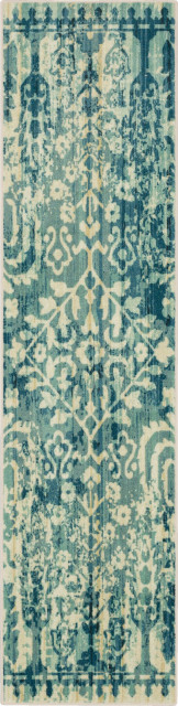 Mohawk Home Anatolia Blue Floral;Ornamental;Abstract, 2' X 8'