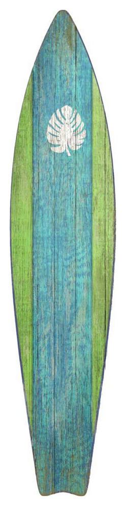 Rustic Aqua and Green Surfboard Wall Decor