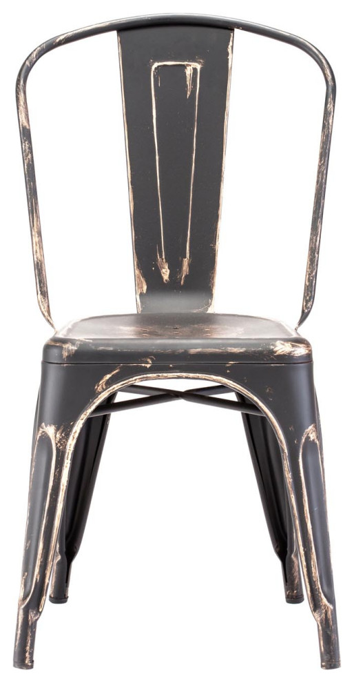 Tolix Armless Antique Style Black Chair Set of 2 Industrial Dining