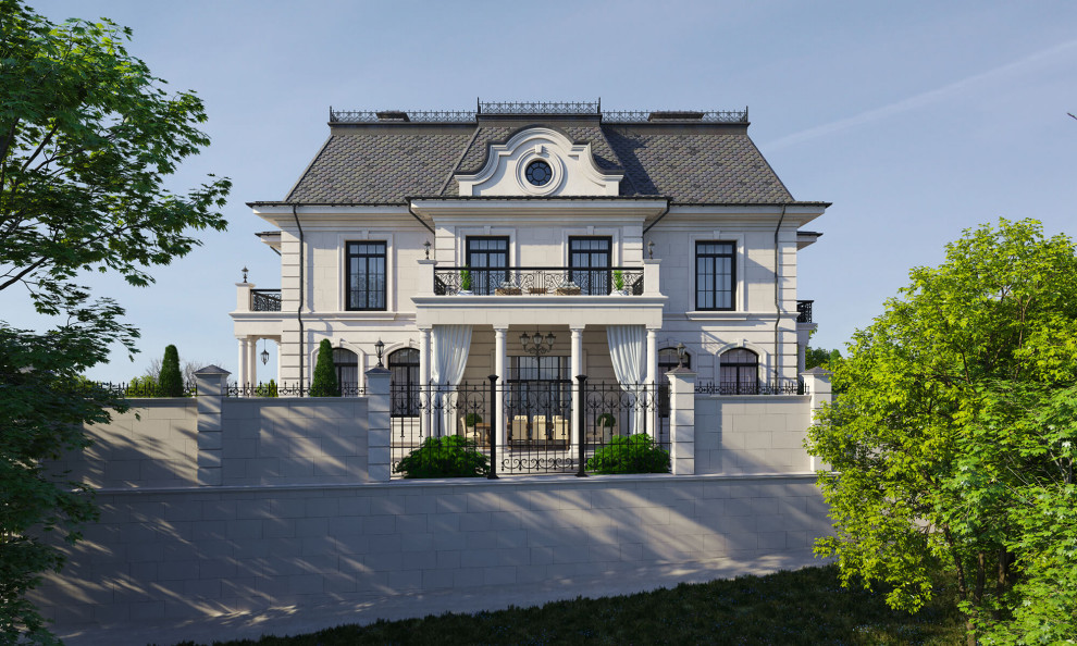 Архитектурный проект жилого дома с бассейном в классическом стиле. 1100кв.м.