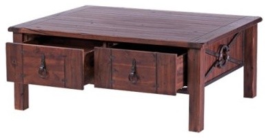New Rustics Home Modern Lodge Collection Wood and Metal Rectangular Coffee Table