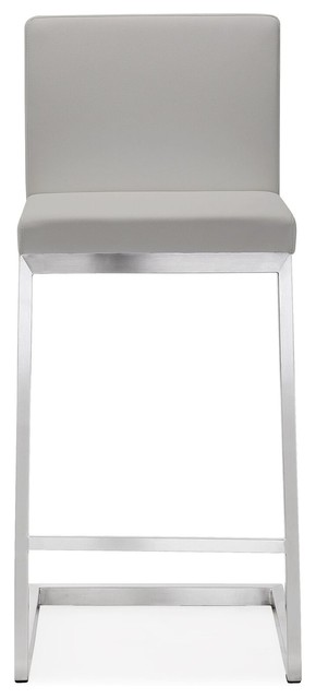 Parma Light Grey Stainless Steel Counter Stool (Set of 2) - Grey