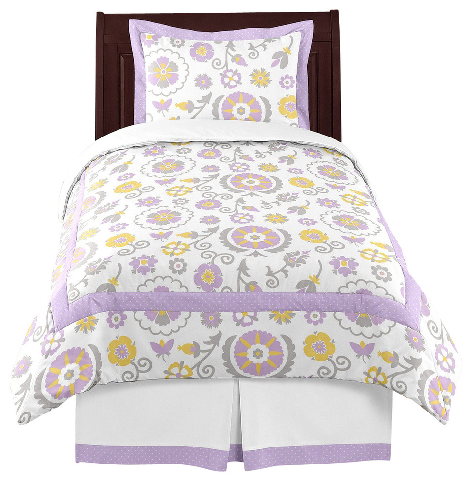 Lavender and White Suzanna 4-Piece Twin Bedding Set by Sweet Jojo Designs