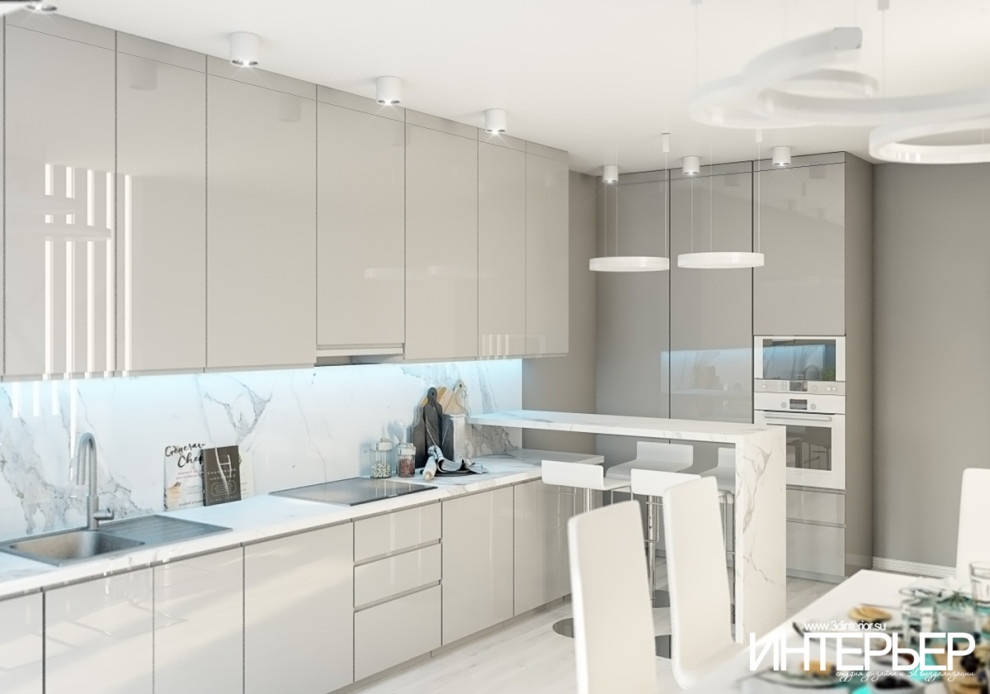 Дизайн-проект кухни в современном стиле в частном доме в г. Пятигорск