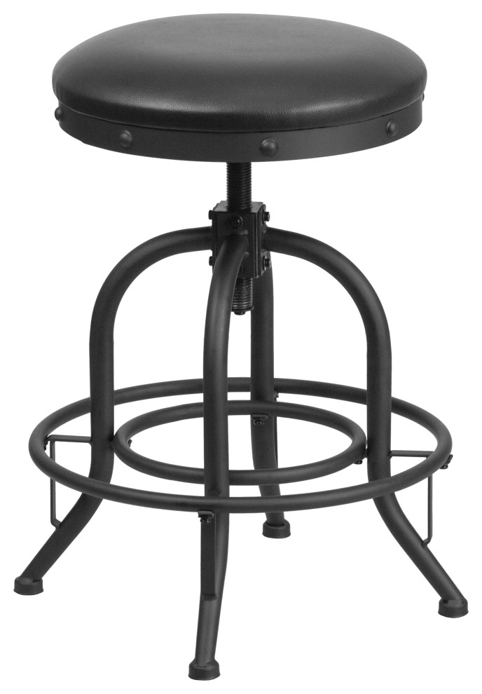 Upholstered Swivel Seat Height Adjustable Counter StoolIron Frame