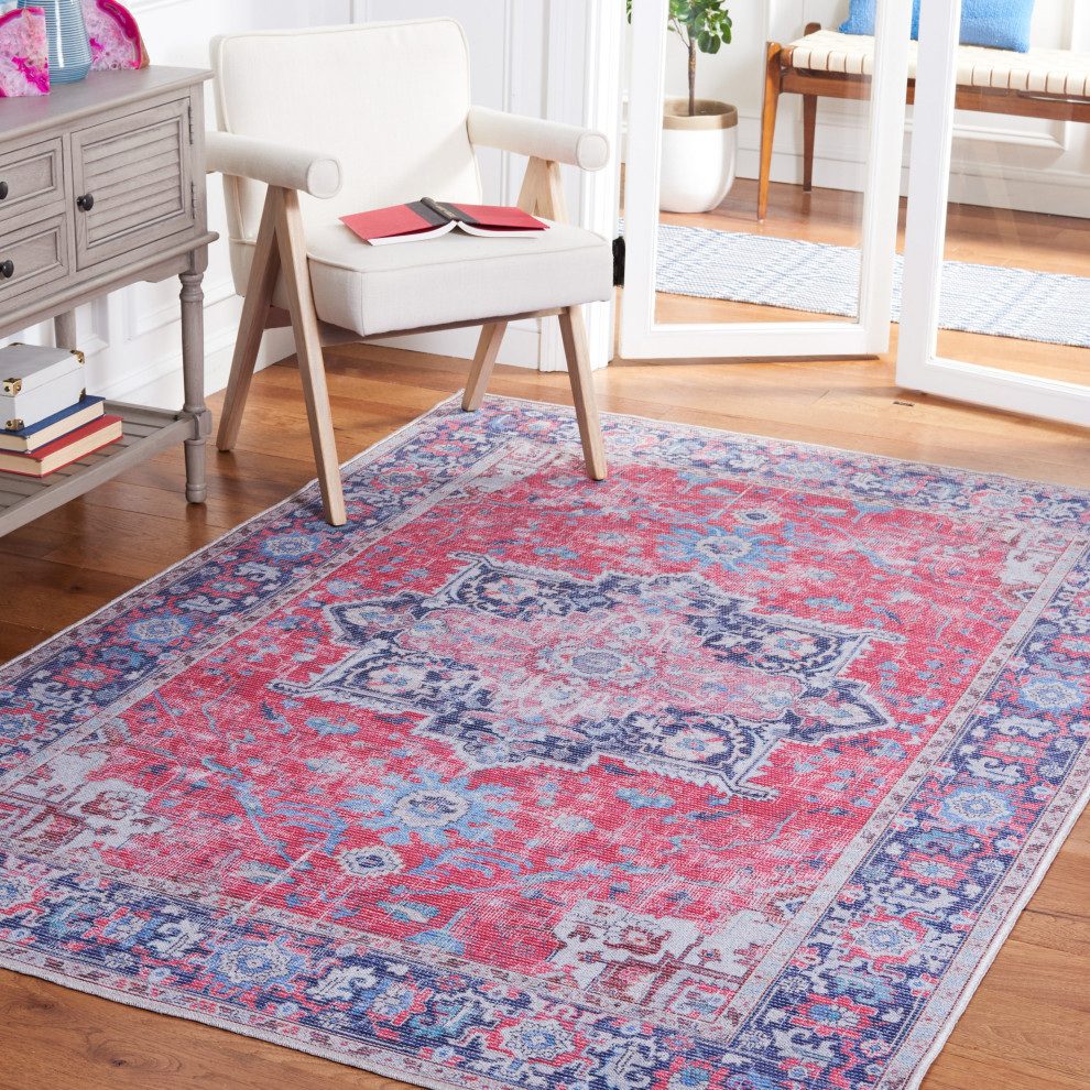 Safavieh Serapi Sep323Q Traditional Rug, Red and Navy, 4'0"x6'0"