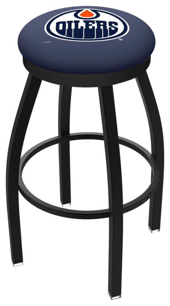 Holland L8B2B Edmonton Oilers 30" Swivel Bar Stool Black Contemporary Bar Stools And