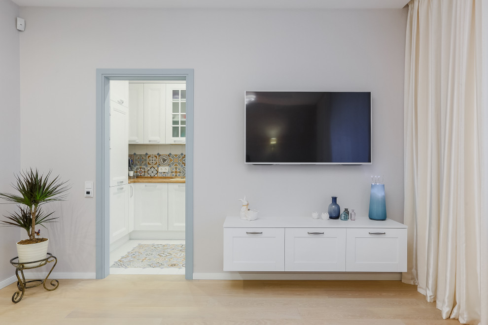 apartment with light blue doors