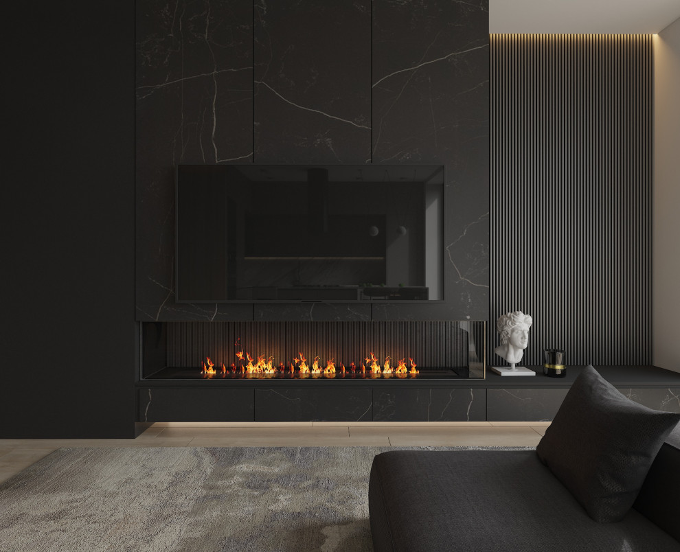 Проект гостиной в стиле современный минимализм