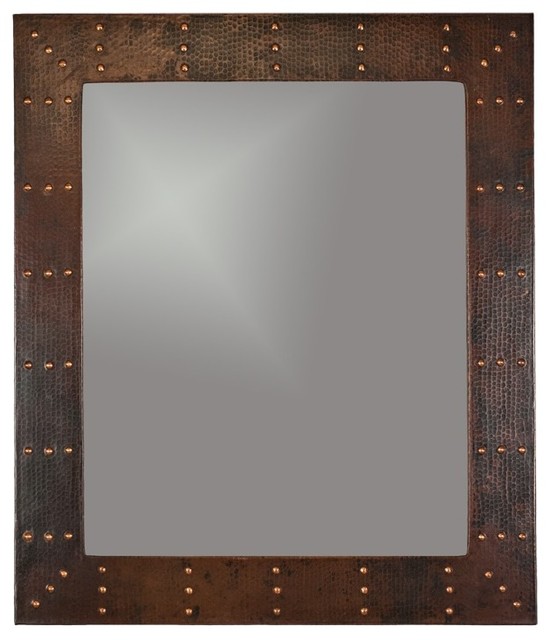 Premier Copper 36″ Hand Hammered Rectangle Copper Mirror MFREC3631 Traditional Bathroom