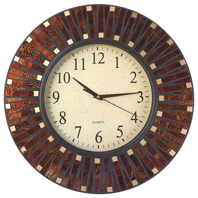 Amber Dot Mosaic Wall Clock, Silent Movement Transitional Wall