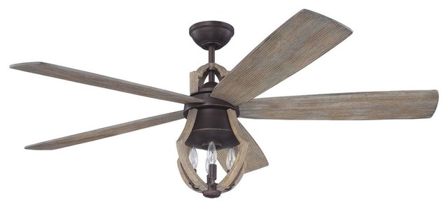 56 winton ceiling fan aged bronze with weathered pine accents
