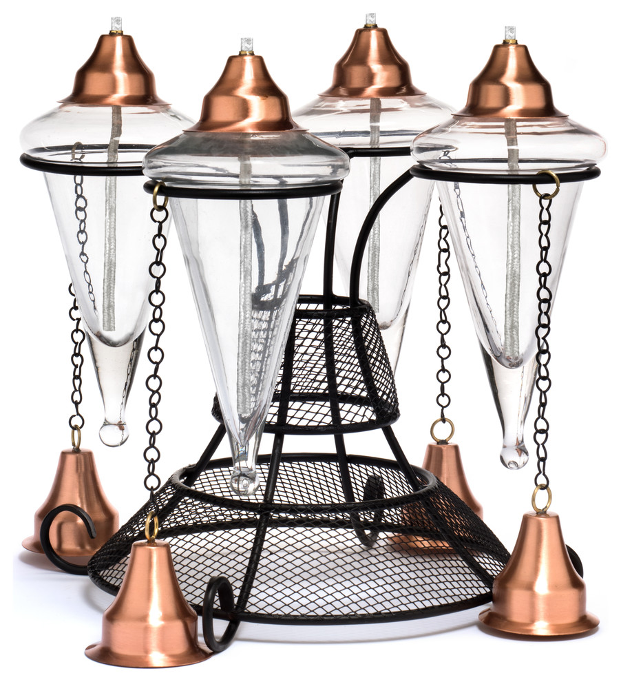 Patio Torch Table Top, Outdoor Garden Torch, Copper Top Transitional