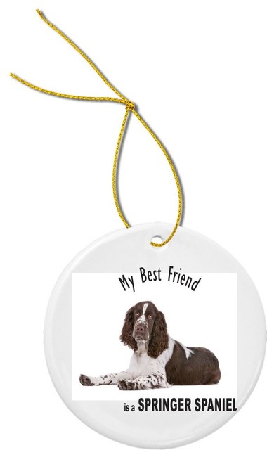 My Best Friend Black Springer Spaniel Dog Round Porcelain Christmas My Best Friend Black Springer Spaniel Dog Round Porcelain Christmas Ornament