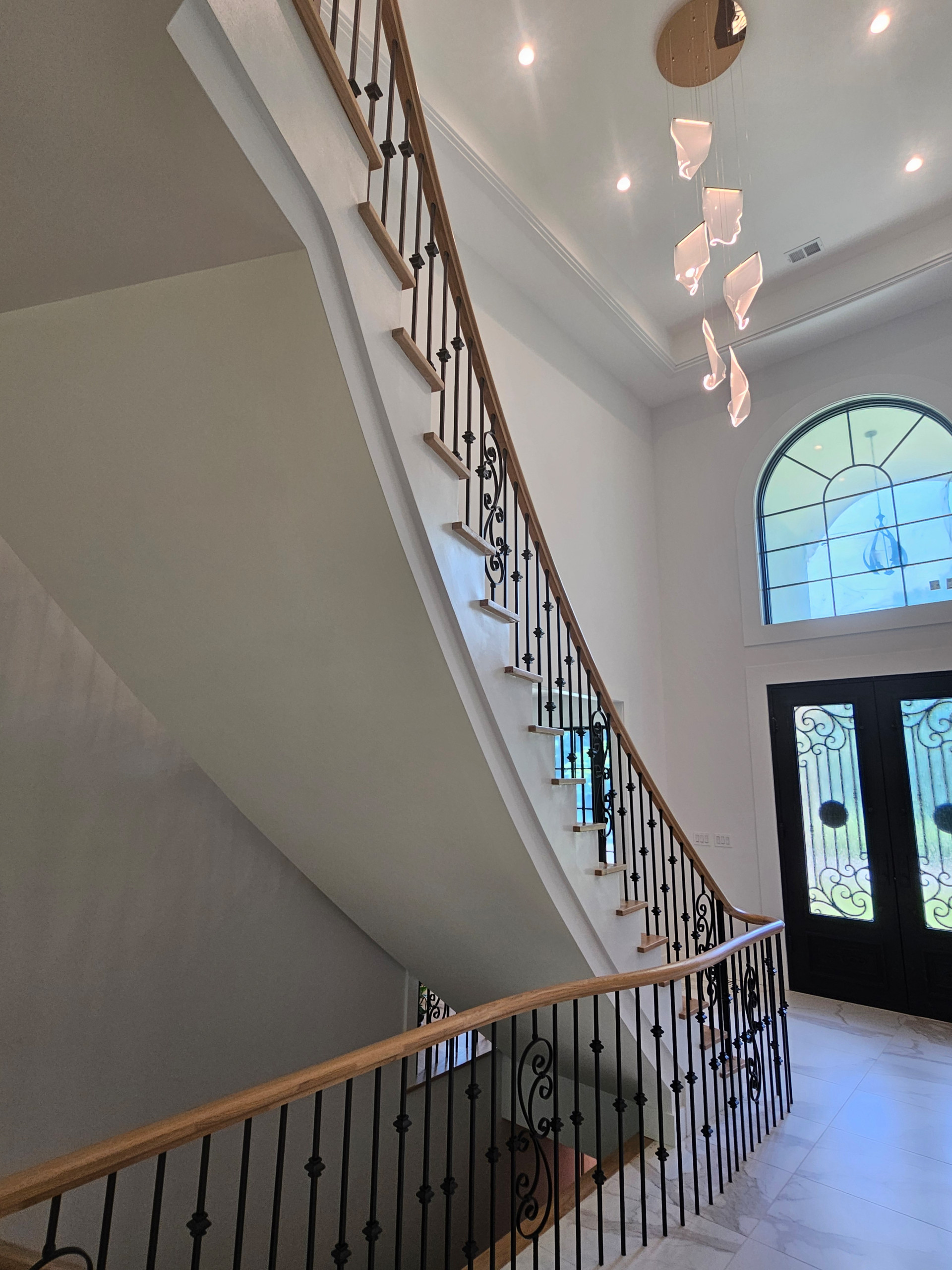 120_Luxurious White Oak Stair with Iron Balusters, Great Falls, 22066