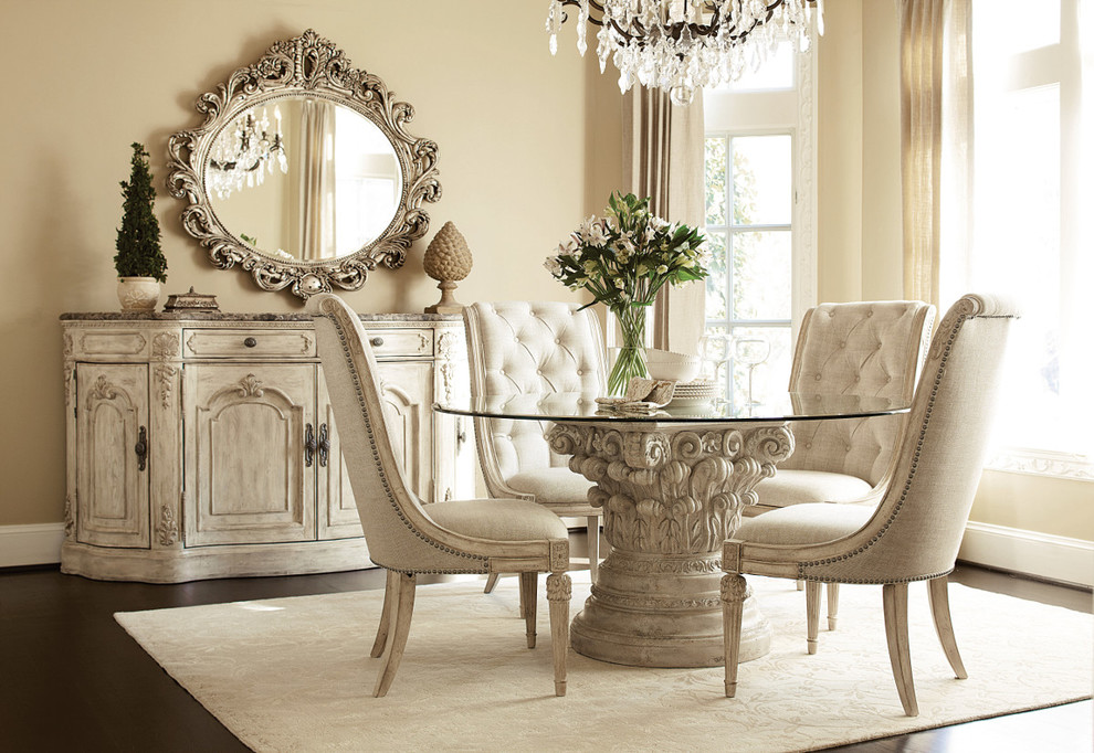 Example of a transitional dining room design in Montreal