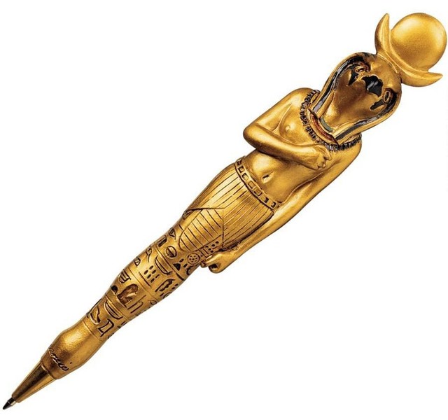 6" Ancient Egyptian Horus Falcon God Sculpture Pen Traditional Desk