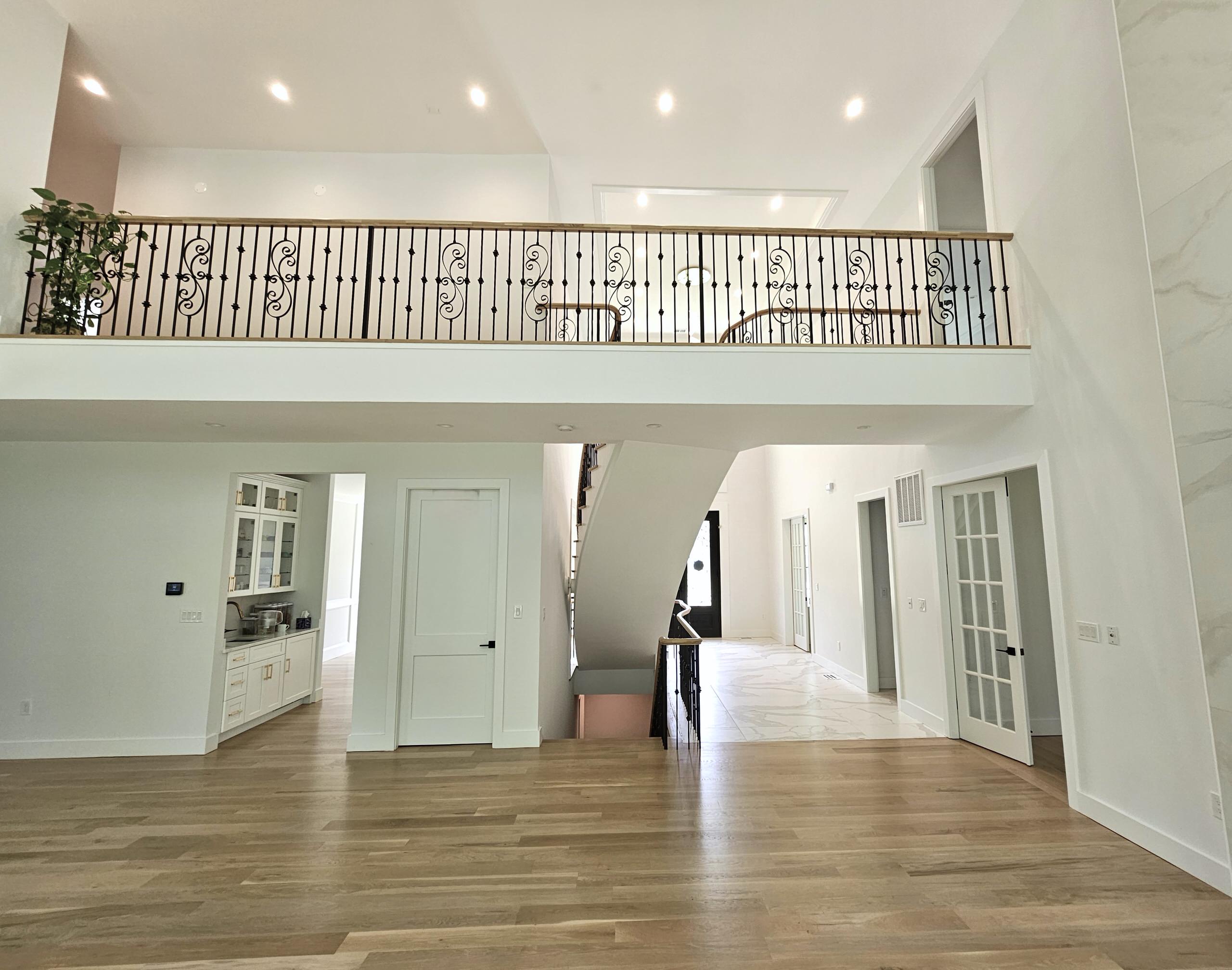 120_Luxurious White Oak Stair with Iron Balusters, Great Falls, 22066