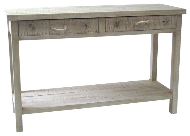 Seaside White Coastal Console Table Beach Style Tables Seaside White Coastal Console Table