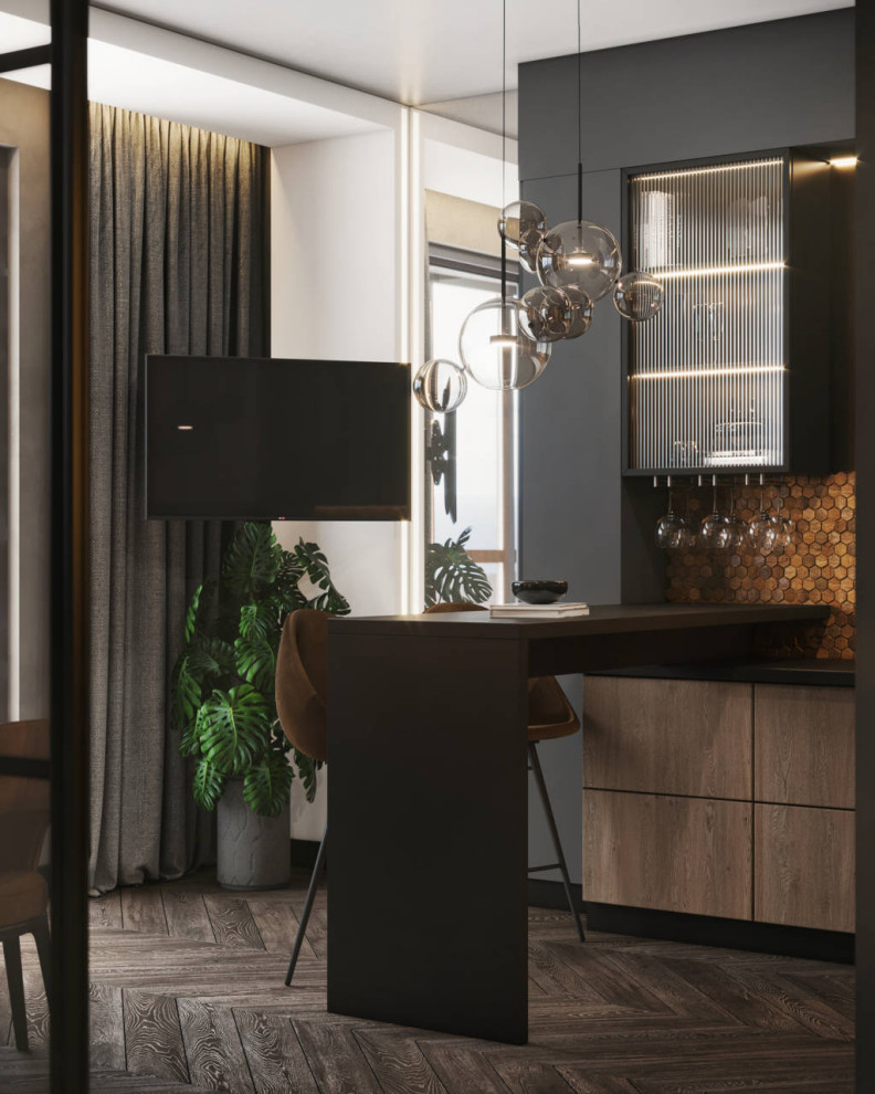 г. Санкт-Петербург, квартира 98 м2. Темно-золотой интерьер квартиры