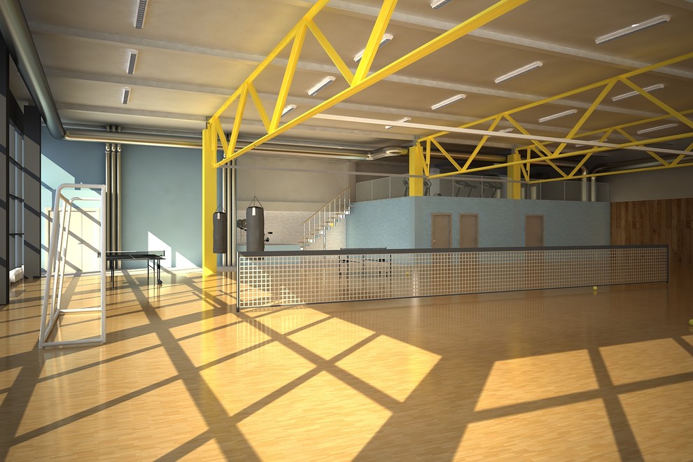 Интерьер офиса со спортзалом