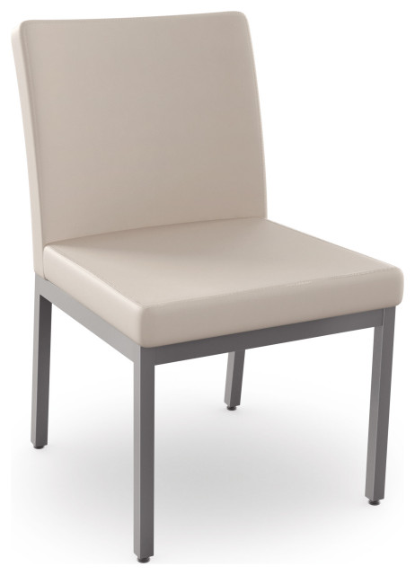 Amisco Perry Dining Chair, Cream Faux Leather / Metallic Grey Metal
