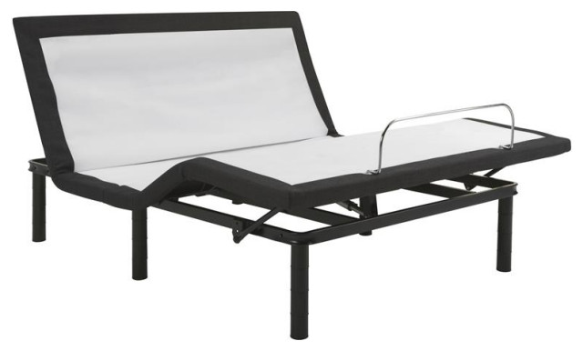 Pemberly Row Modern Metal Model P Adjustable King Bed Base in Black
