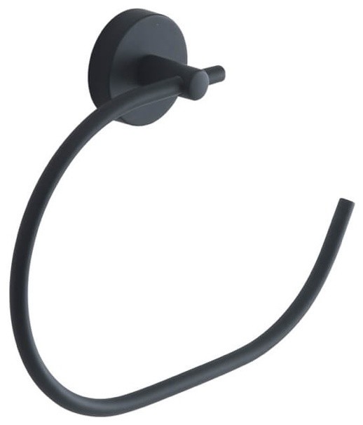 C' Style Matte Black Hand Towel Ring Transitional Towel Rings by