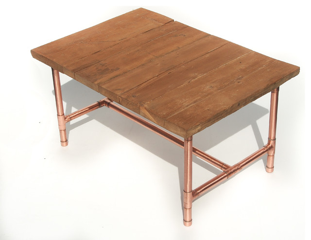 Copper And Reclaimed Wood Coffee Table. Industrial and rustic feel.