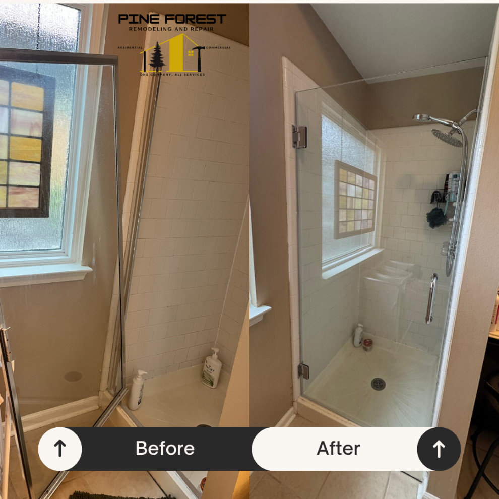 Shower door  enclosure - single door with hinges frameless