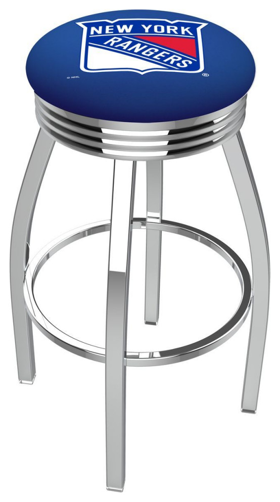 Holland L8C3C New York Rangers 30" Swivel Bar Stool Chrome Contemporary Bar Stools And