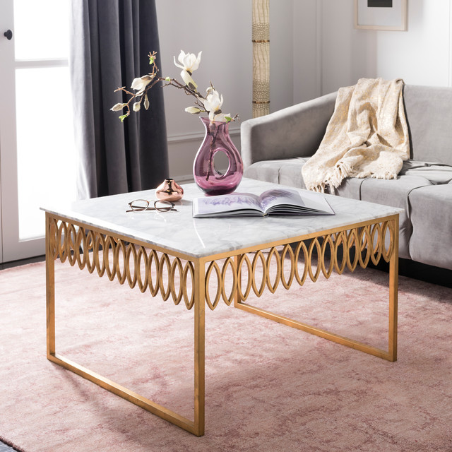 Safavieh Natalia White Marble Cocktail Table, #N/A - Contemporary ...